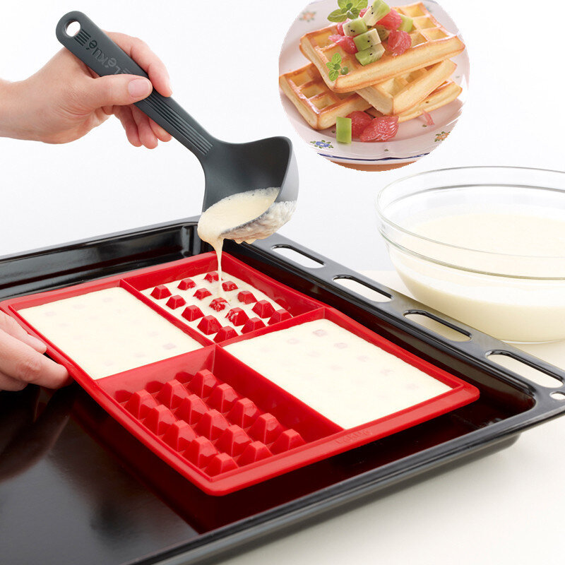 Tự Làm Bánh Khuôn Chống Dính Bánh Khuôn Mẫu Người Làm Bếp Silicon Hình Trái Tim Waffle Máy Nướng Bếp Gia Đình Công Cụ