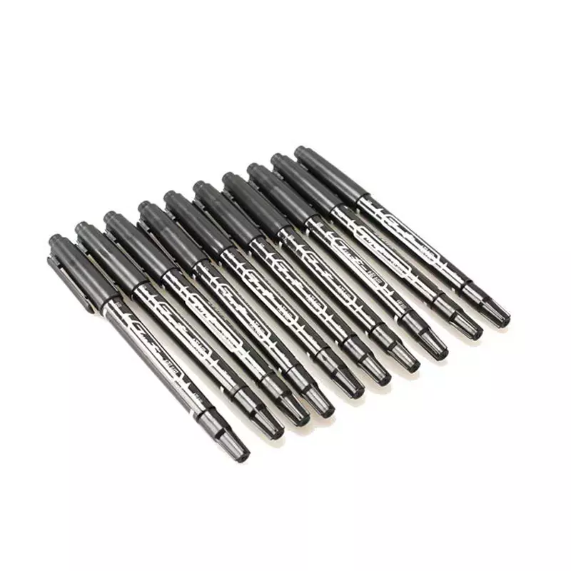 10PCS Fine Dual Heads Marking Pen Marker Waterproofink Thin Nib Black Liner Art Pen Drawing Stationery Office Supplies Marker