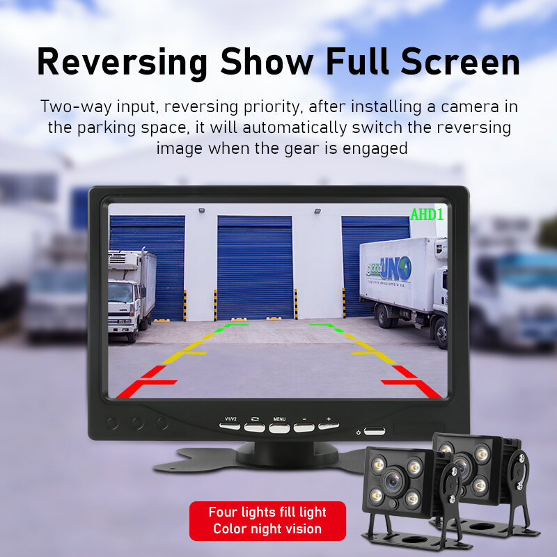 Vtopek-cámara de visión trasera AHD para coche, Monitor de pantalla LCD de 7 pulgadas, 1080P, sistema de aparcamiento, visión nocturna, impermeable, para camión, autocaravana