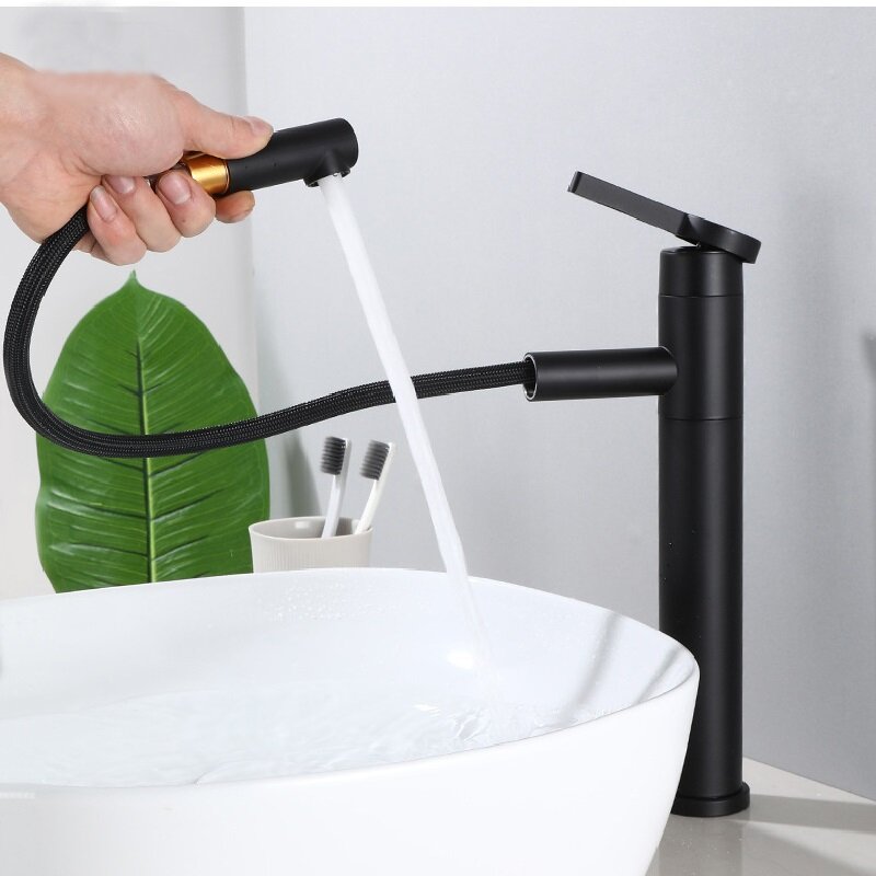 Estraibile miscelatore per lavabo da bagno rotante miscelatore per lavabo a prova di schizzi rubinetto per acqua soffione doccia accessori idraulici per accessori da bagno