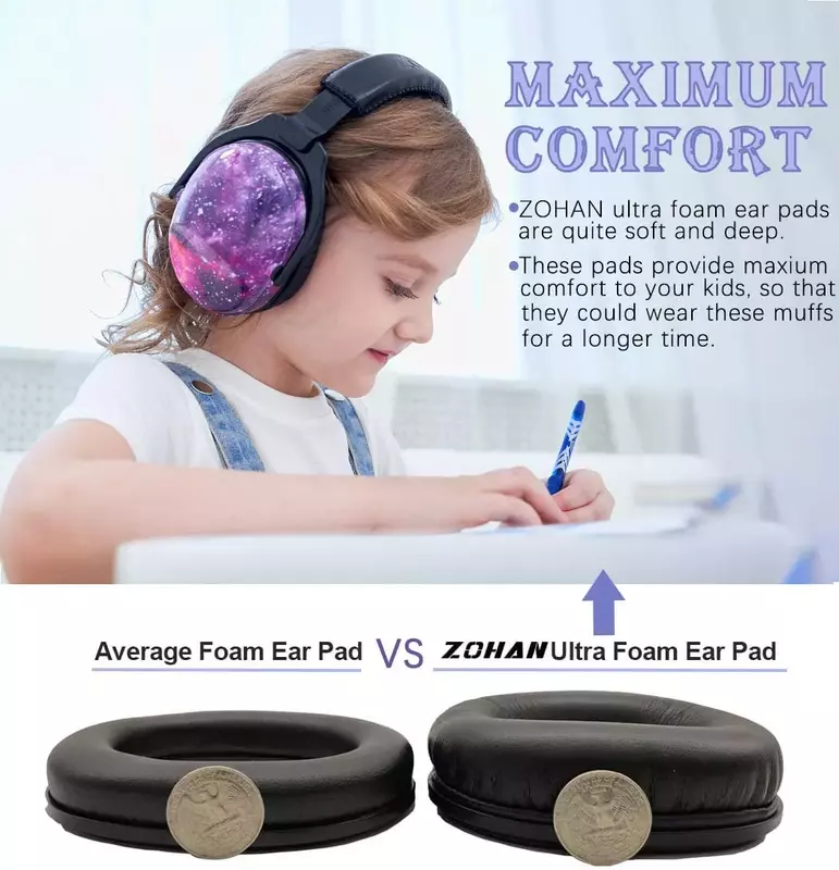 ZOHAN-어린이 귀 보호 안전 귀마개, 소음 감소 귀 보호, 디펜더, 유아 및 어린이용 청력 보호기