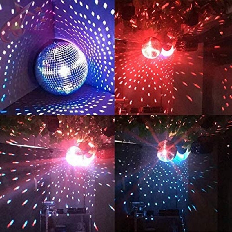 Efecto de iluminación de escenario colorido, 8 pulgadas, 20Cm, Bola de brillo de espejo de discoteca, Plata ligera, decoración de fiesta de navidad