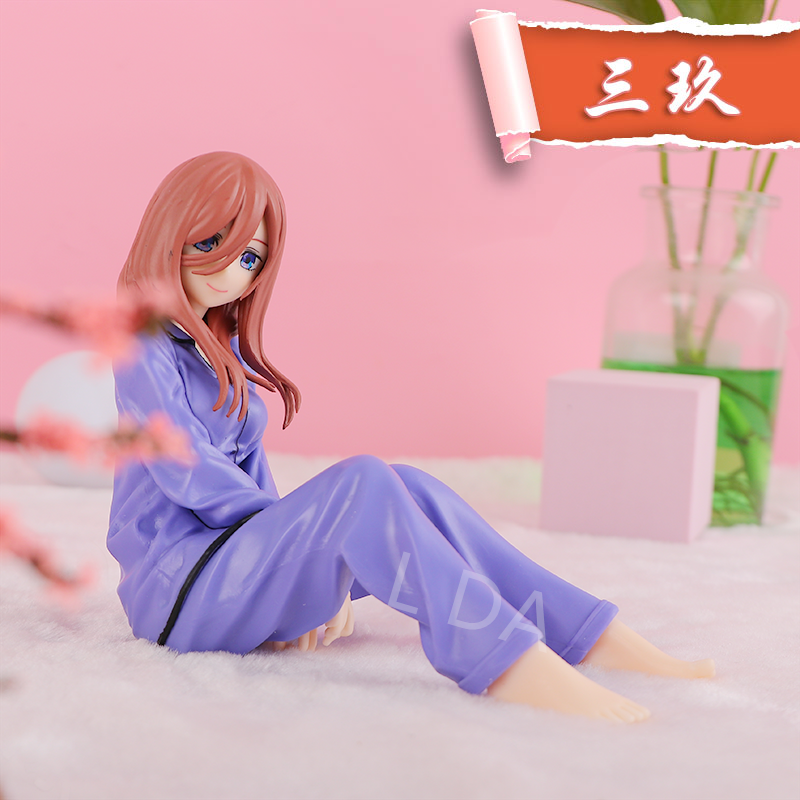 Figura de Anime The Quintessential Quintuplets, figura de Nakano Miku, pijama púrpura, modelo Sexy, juguete, adorno de pelo largo, regalo, 15cm, caliente