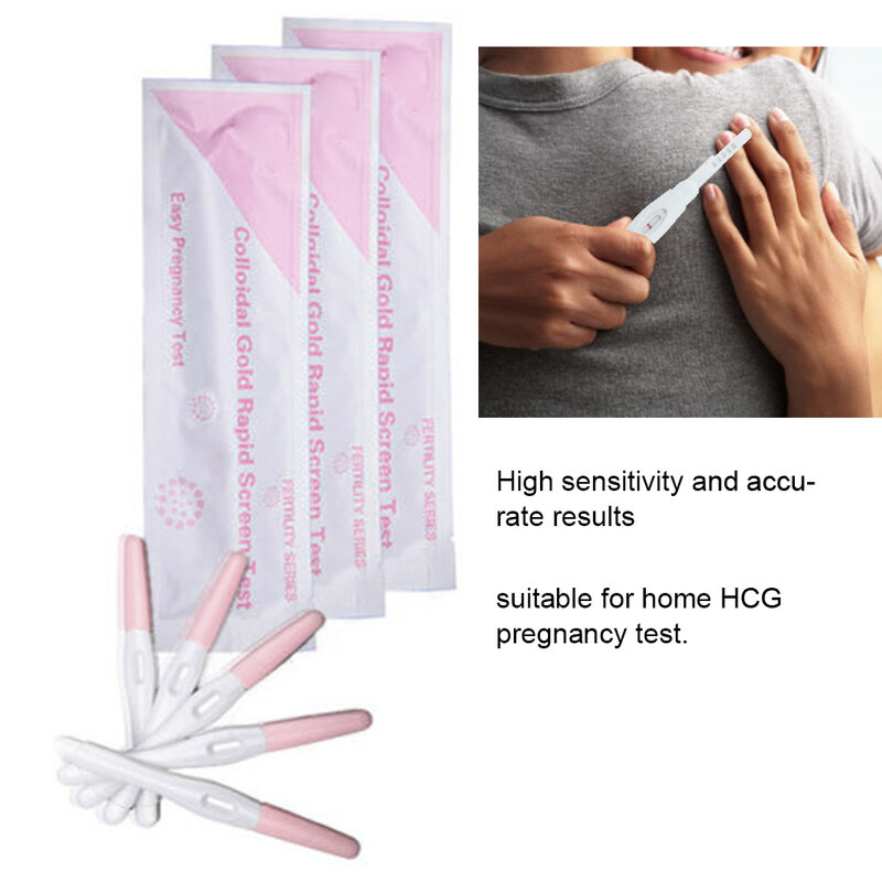 10 pces primeiros tiras de teste de gravidez esperando um bebê mulher hcg kits de teste precoce casa privada urina medição 99% precisão