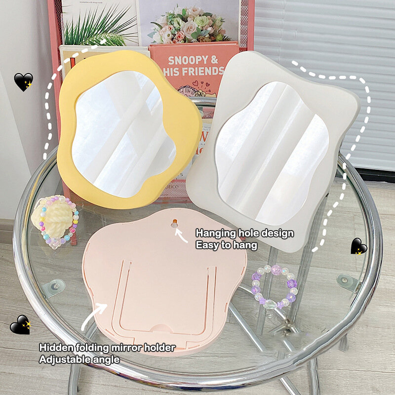 불규칙한 데스크탑 메이크업 거울, 창의적인 거울, 여성 학생 기숙사 용품, 홈 데코