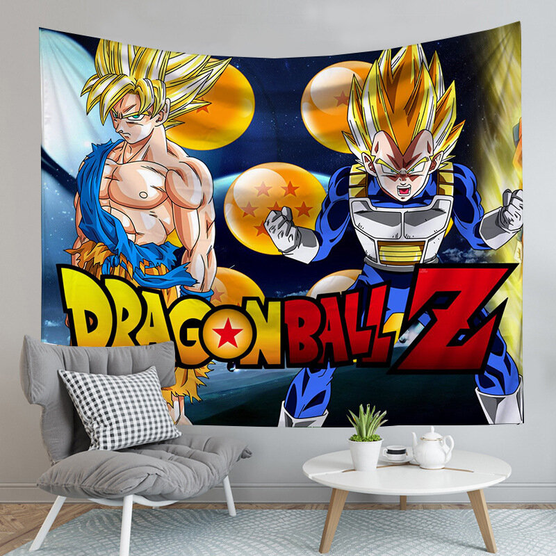 Tapiz de Anime de Dragon Ball Z para colgar en la pared, Son Goku Super Saiyan, decoración del hogar, alfombras de pared para decoración de fiesta
