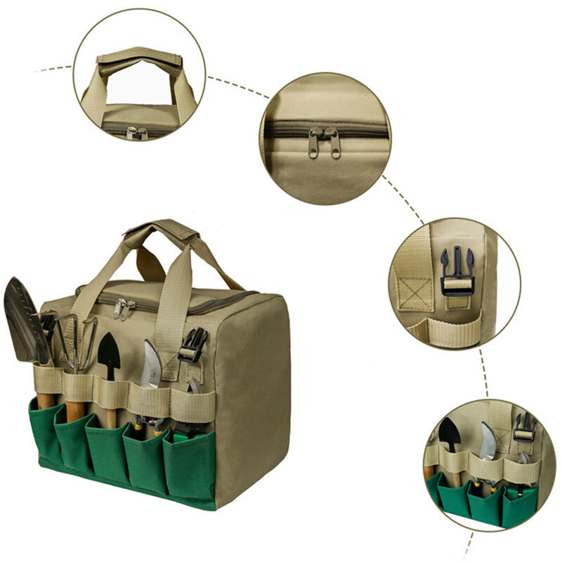 折りたたみ式ガーデニングツールトートバッグ、複数のポケット付きガーデンツールオーガナイザーシート収納チェア