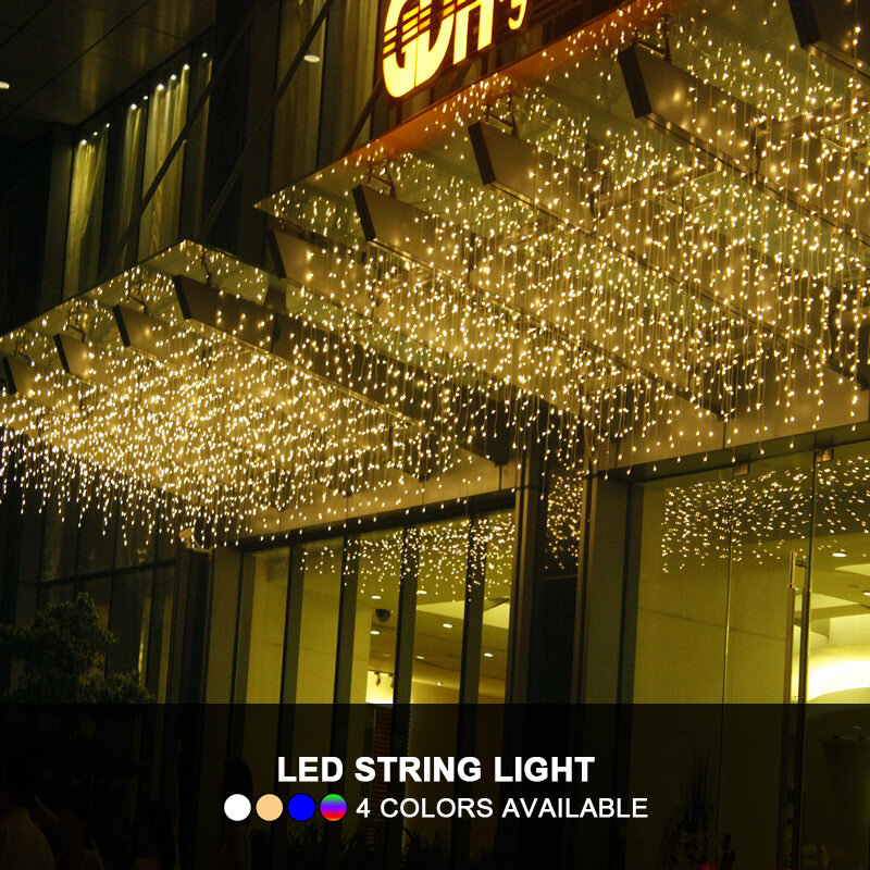 Рождественская светодиодная гирлянда-занавес в виде сосулек, 4 м, s, свисающая, 0,4-0,6 м, водопад, уличная сказочная гирлянда светильник украшен...