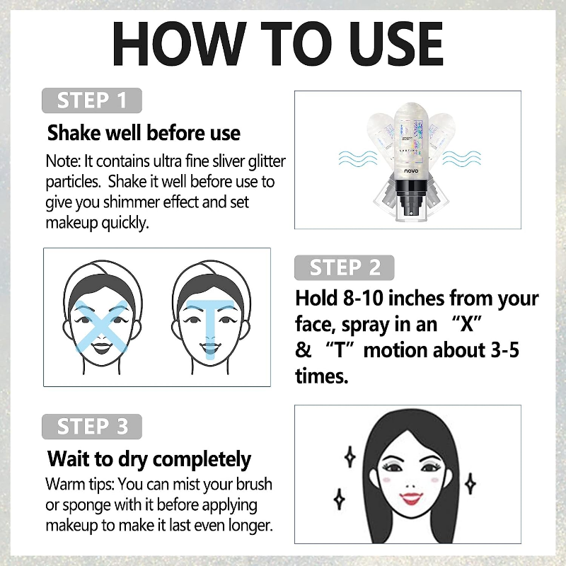Spray fixateur de maquillage pour le visage, léger, longue durée, scintillant, hydratant, éclaircissant, maquillage, peau