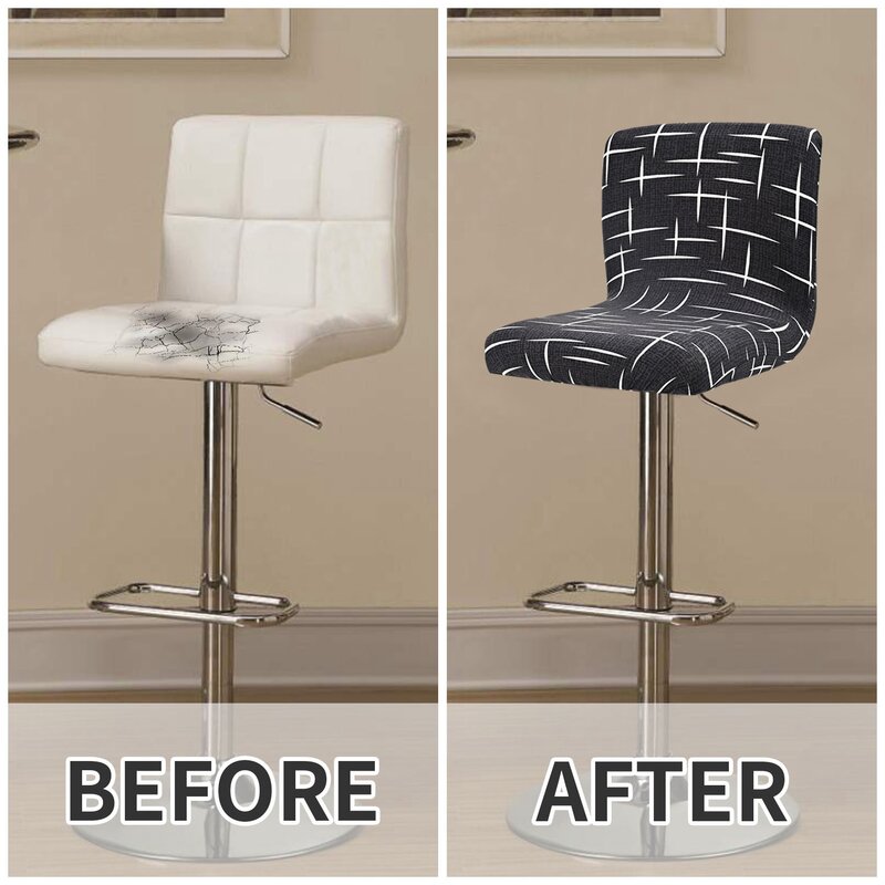 Elastyczny stołek barowy pokrowiec na krzesło zdejmowane krótkie oparcie krzesła narzuty obrotowy podnośnik krzesło osłona przeciwpyłowa Stretch biura na siedzenie