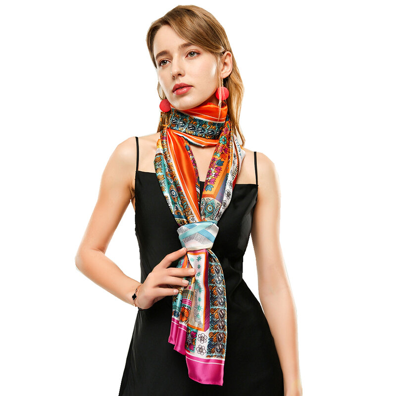 CHENKIO Mode Schals Schal Seide Gefühl Schal Seide Wie Schals Lange Leichte Sonnenschutz Schals für Frauen Luxus Schal