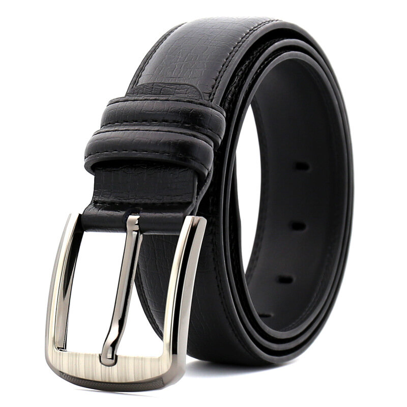 Cinturón informal de alta calidad con hebilla para hombre, Pantalones vaqueros de piel de vaca de dos capas, Ah, versión ancha, 3,9-3,7 cm