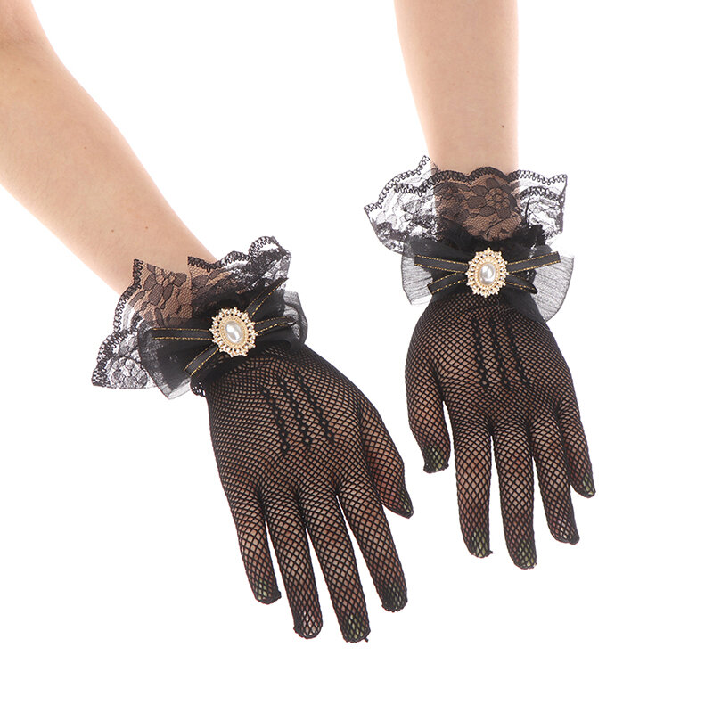 Girl Hand Made Lolita Tea Flowers Mary Gloves Lolita Hand Cuff Jewelry Gorgeous Elegant Summer Lace
