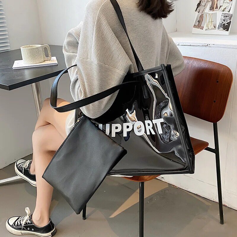 Moda luksusowe torby z bawełny dla kobiet PVC przezroczysty projektant kobiet galaretki torebki na ramię bolsos Crossbody torba torebka na zakupy