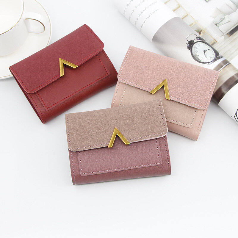 Bolsa feminina do vintage pequena carteira de couro curto marca de luxo mini moda feminina carteiras e bolsa titular do cartão crédito