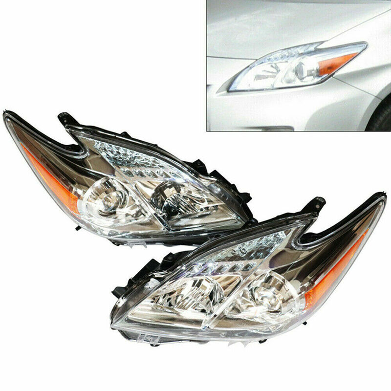 Headlamps Assembly Left Right Fit for Toyota Prius 2010-2011 Driver Passenger Side Halogen Headlights