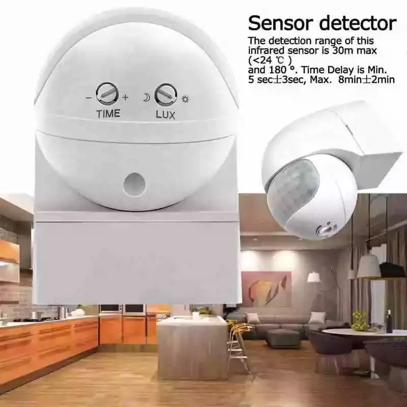 1 pces sensor de movimento 220v-240v movimento infravermelho automático pir sensor 180 graus de rotação ao ar livre temporizador interruptor de luz quente