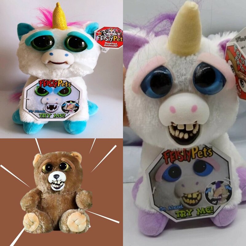 Feisty – animaux de compagnie en peluche pour enfants, jouet amusant, licorne, changement de visage, Dragon, animaux en colère, poupée Panda