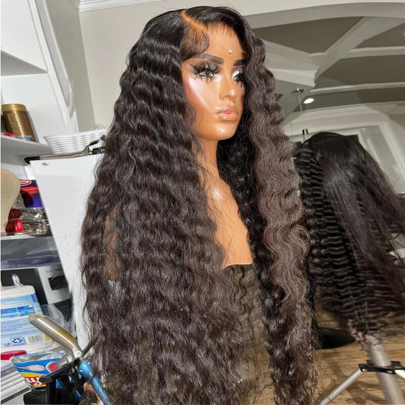 Natural Looking Preplucked 26 Inch Long Soft Synthetic Kinky Curly 200 Density Black Lace Front Wigs For Women Glueless BabyHair