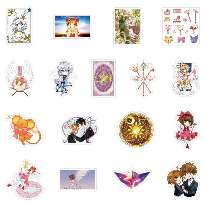 50pcs Card Captor Sakura adesivi per telefono frigorifero Stick Anime adesivi per cartoni animati carte bancaire Scrapbook decorazioni per valigie