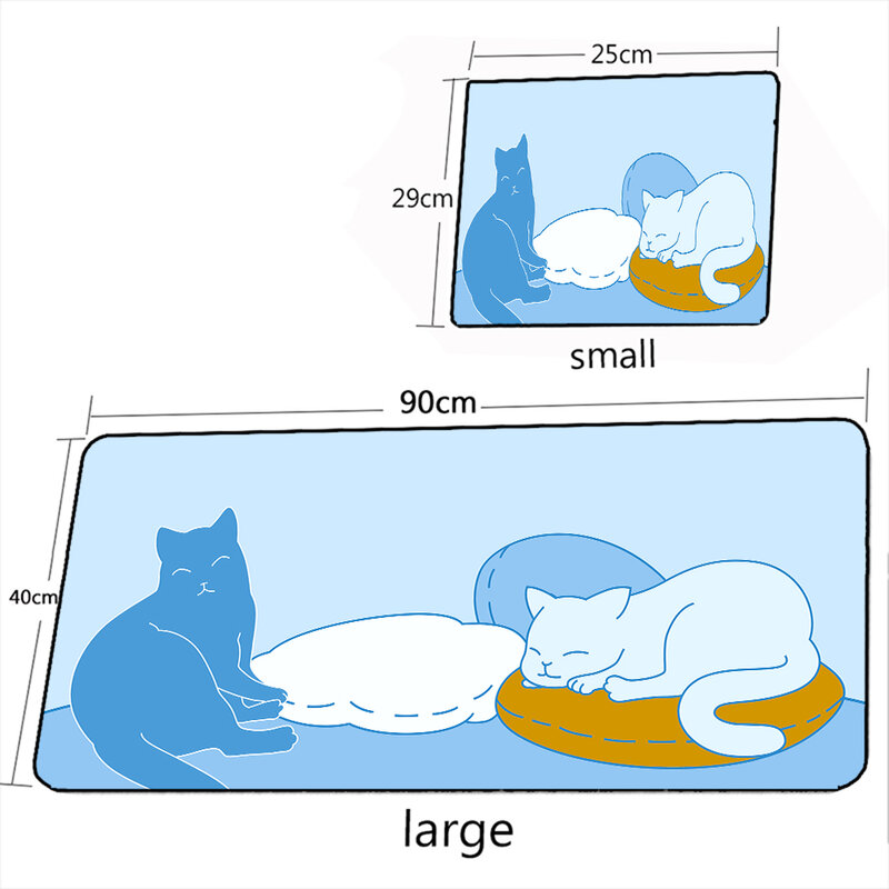 셀프 드로운 오리지널 여러 크기 귀여운 고양이 대형 마우스 패드, 게임 구성 요소 오리지널 디자인 장식 테이블 매트, 노트북 데스크 매트