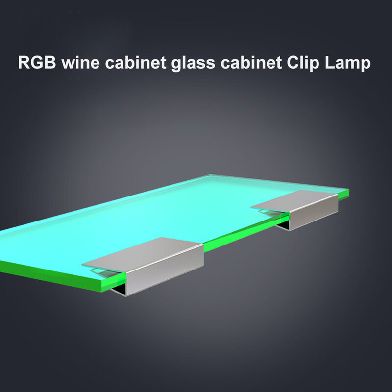 DC12V Rgb 5050 Led Clip Op Glas Plank Verlichting Onder Kast Night Lights Kit Voor Glas Rand Plank Met Afstandsbediening controle