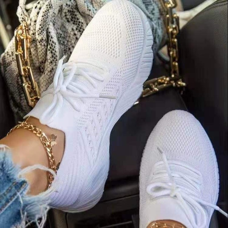 2022 nowe jesienne trampki damskie dorywczo oddychające sportowe buty wiązane mokasyny damskie białe trampki odkryte buty do biegania i chodzenia