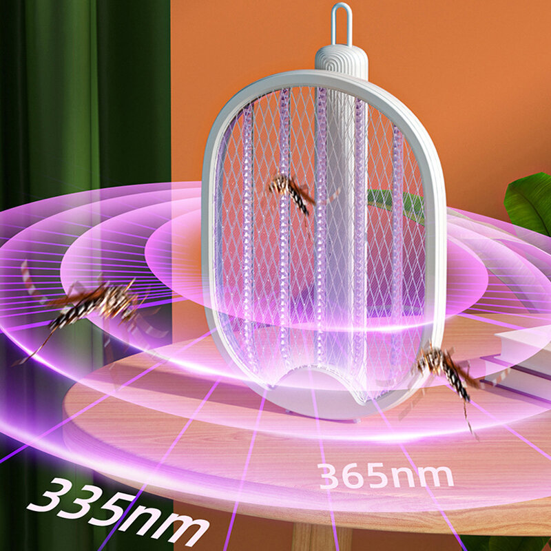 Krotnie elektryczne urządzenie przeciw komarom rakieta USB ładowania Fly Swatter łapka na owady 2 w 1 3000V odstraszający lampa pułapka lato na zewnątrz kryty