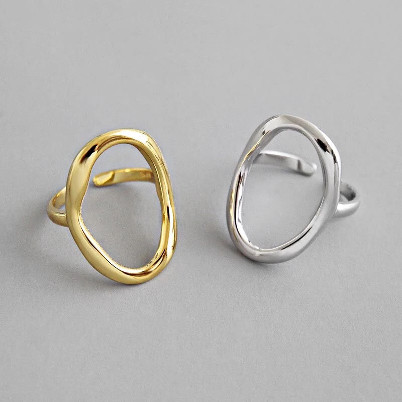 Anenjery prata cor charming irregular corrente geométrica anéis abertos para mulheres presentes de festa acessórios