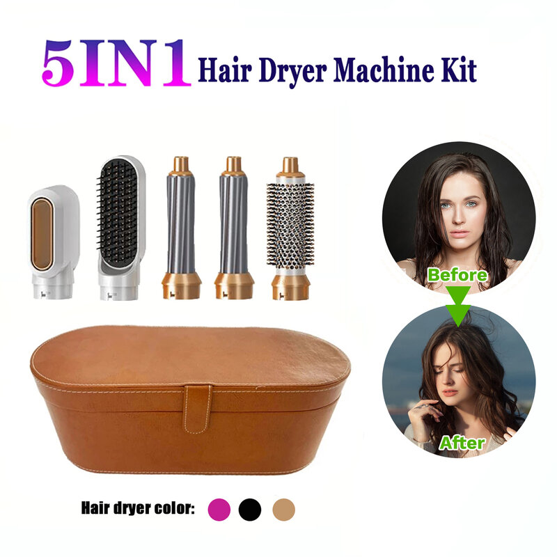 5 In 1เครื่องชุดอัตโนมัติ Curler Iron Wand ผม Straightener เครื่องเป่าผมหวีอากาศ Blower Dryer hair Salon เครื่องมือ