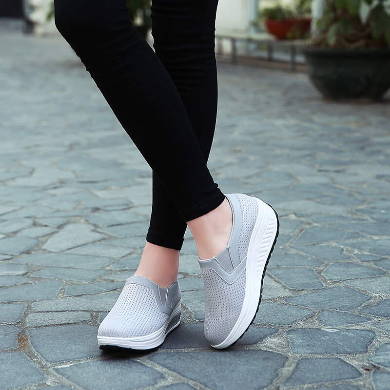Strongshen รองเท้าลำลองแพลตฟอร์มผู้หญิง, รองเท้าแฟชั่นระบายอากาศรองเท้ากีฬารองเท้าผ้าใบโยกสูง zapatos de mujer