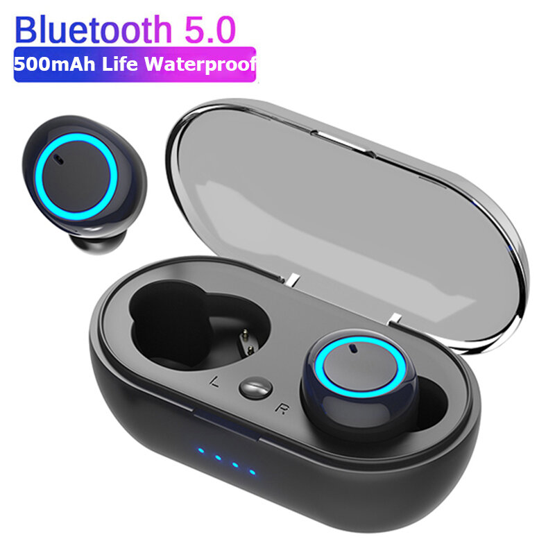 Y50 TWS Earphone Nirkabel Kontrol Sentuh 9D Stereo Headset Bluetooth Nirkabel dengan Mikrofon Fon Headphone Bluetooth Earbud Air Pro