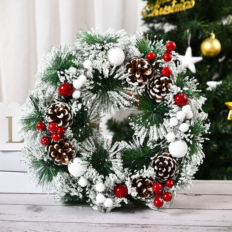 Dekorasi Natal Karangan Bunga Jendela Tata Letak Pintu Menggantung Teng Strip Perlengkapan Pesta Liburan Tempat Tata Letak Natal Karangan Bunga