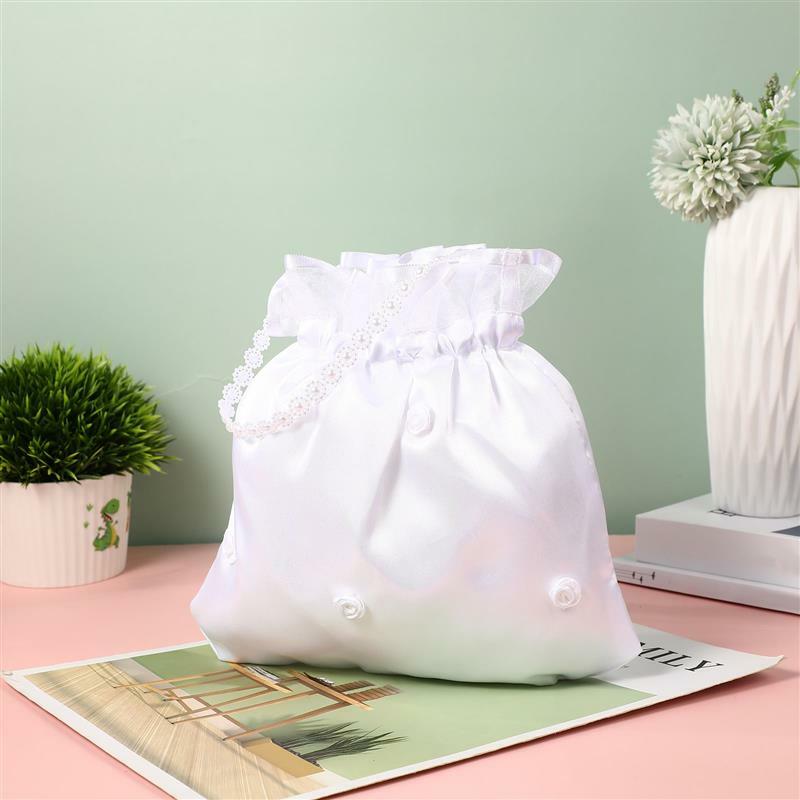 1pc Satin Bride Handbag Wedding Gift Bags Drawstring Party Favor Bags Bridesmaid Handbag Wedding Candy Bags