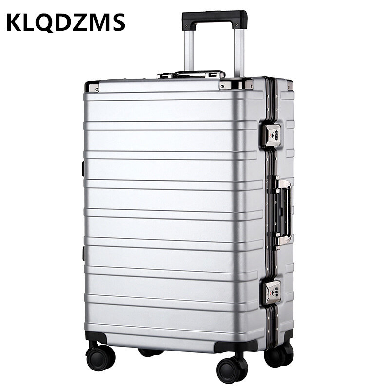 KLQDZMS 20 출장 무소음 탑승 케이스 가방, 여성용 알루미늄 프레임, 두꺼운 고품질 수하물, 24 인치 트롤리 여행 가방