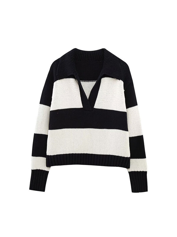 Pull en tricot Vintage à manches longues pour femmes, nouvelle mode, col en V, Style pull Chic, printemps 2023