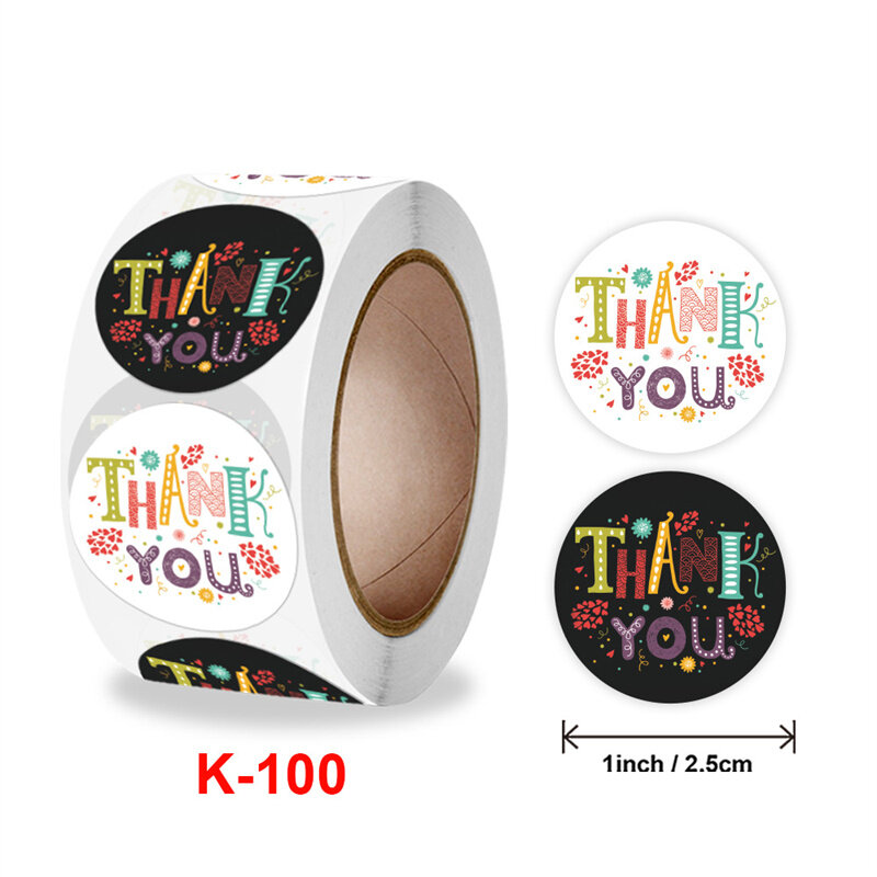 500Pcs 1Inch Vintage Thank You Stickers For Kids Friends Flower Handmade Round Card Wrap Label Sealing Sticker Decor Stationery