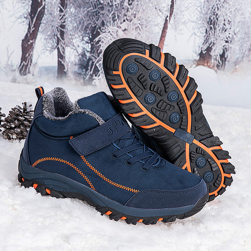 ใหม่2022รองเท้าผ้าใบฤดูหนาว Men รองเท้าหนังนิ่ม Warm Snow Boots รองเท้าทำงานรองเท้าสบายๆสูงด้านบนลื่นข้อเท้า Boot ขนาดใหญ่49 Trainer