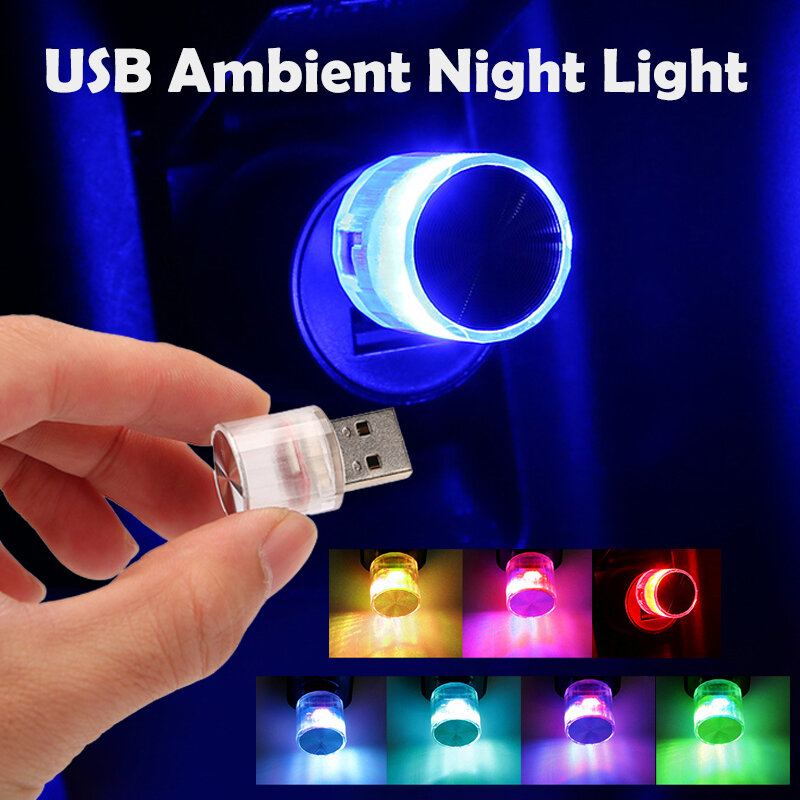 1/2/4 قطعة USB صغيرة LED أضواء الغلاف الجوي النمذجة ضوء السيارات الداخلية USB ضوء ضوء الداخلية ل مصباح سيارة الديكور