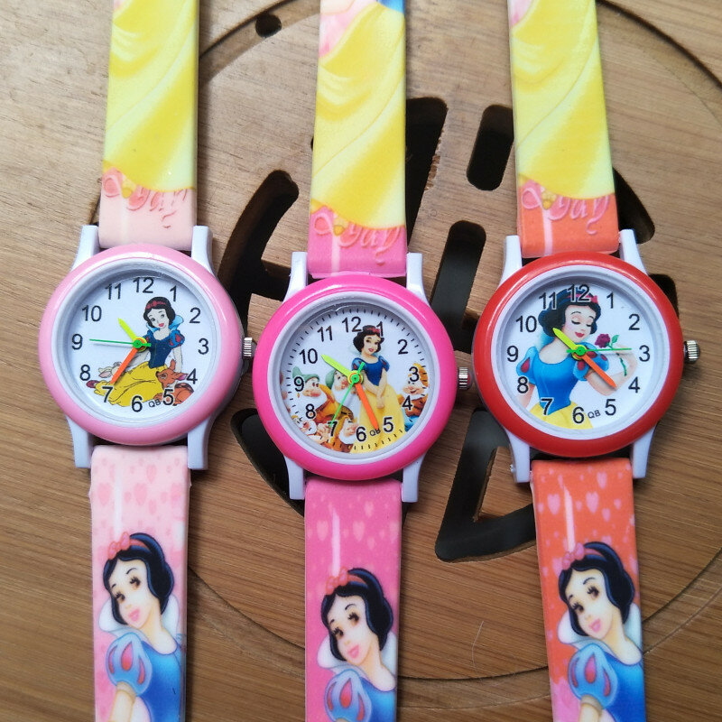 Relojes creativos de princesa Blancanieves para niños, relojes de pulsera de cuarzo casuales impermeables para estudiantes y niñas