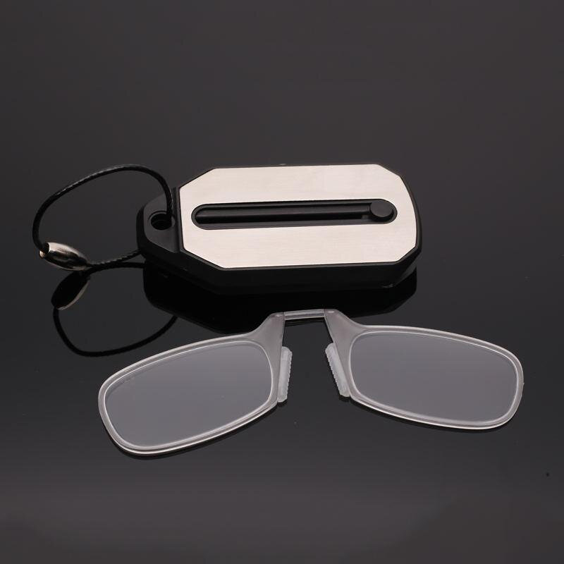 Mini Legless Pince-Up 키 체인 독서 안경 남여 휴대용 초경량 컴퓨터 안경, 안경 케이스 + 1.0 + 1.5 + 2.0 + 2.5