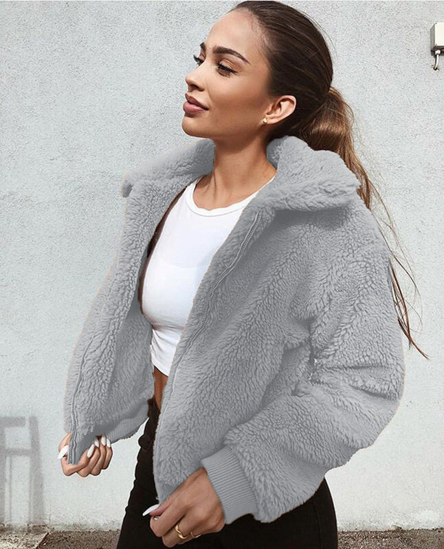 Veste polaire en peluche pour femme, manteau chaud et ample, couleur unie, en velours, collection automne et printemps 2022