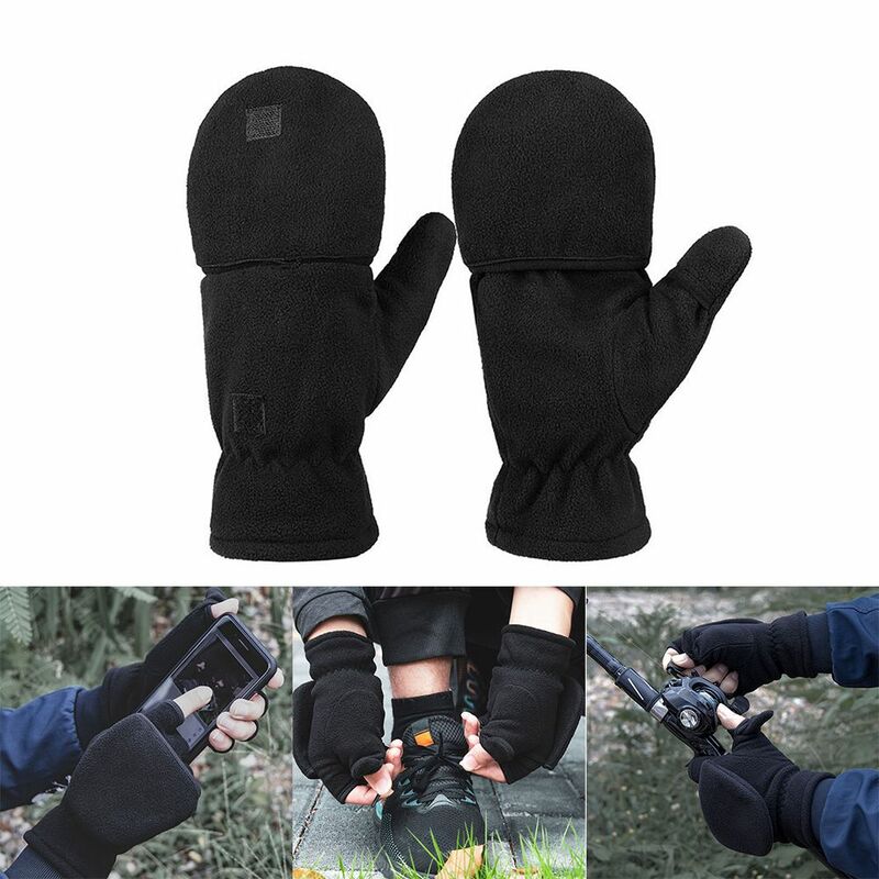1 пара, ветрозащитные флисовые теплые перчатки без пальцев