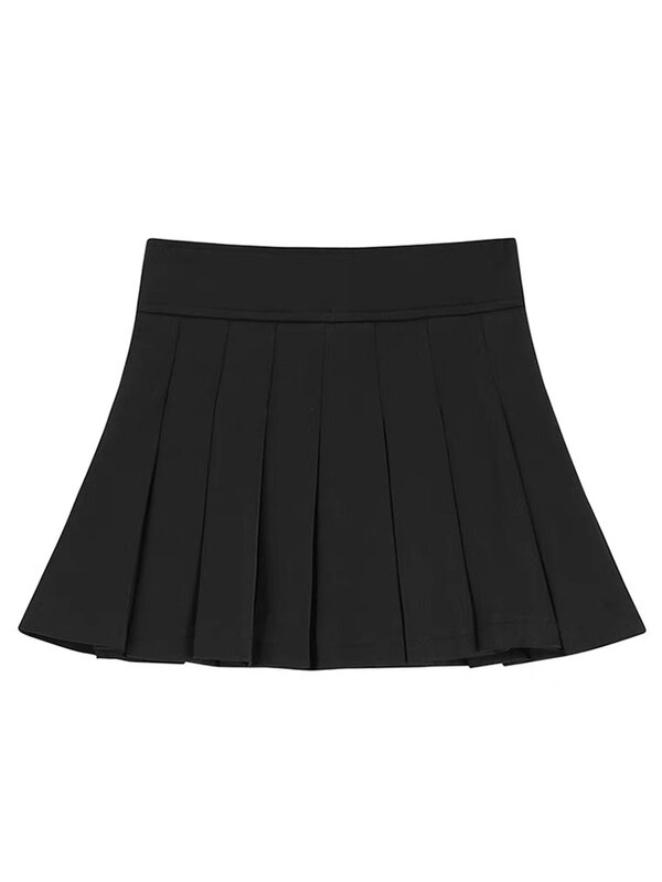 Женская плиссированная юбка с высокой талией, однотонная трапециевидная юбка в стиле преппи, короткая юбка JK, мини-юбка в стиле Ins Ulzzang, Новин...