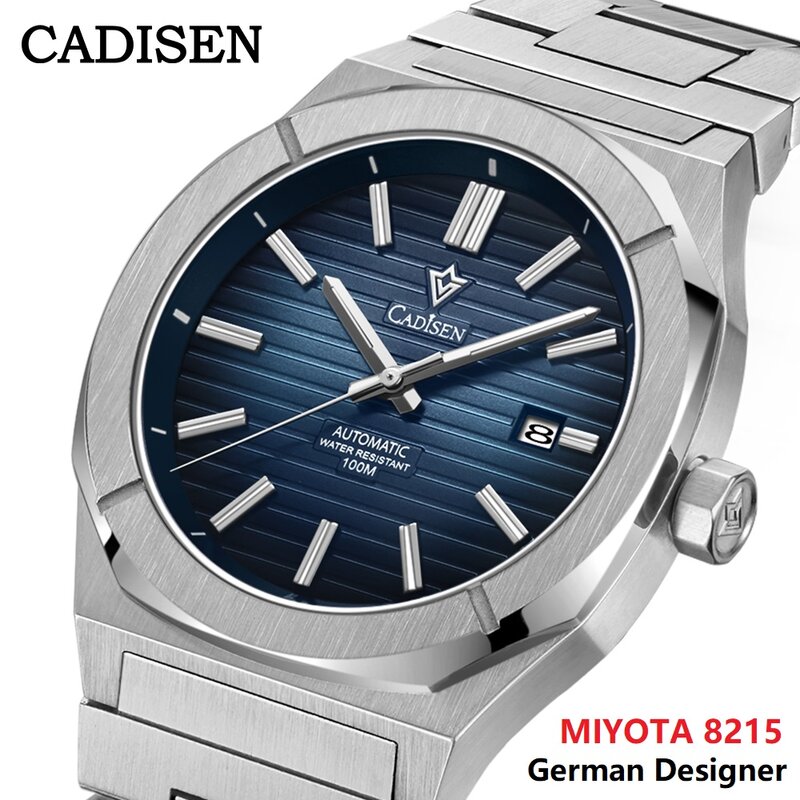 Cadisen diver relógio retro luxo safira miyota 8215 alemão designer masculino relógios mecânicos automáticos 10bar à prova dluminous água luminosa