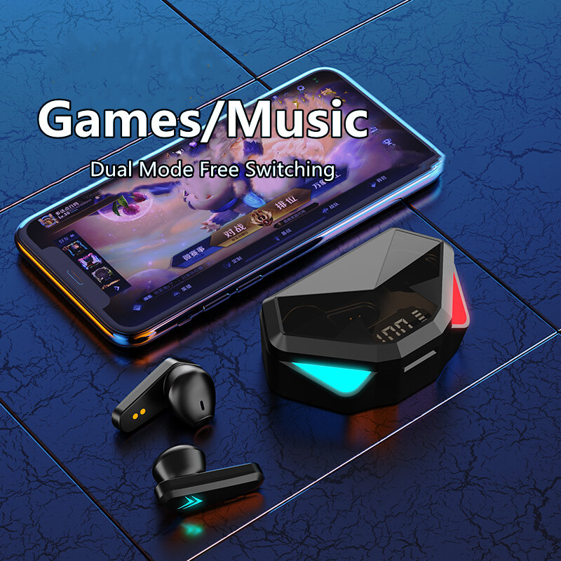 TWS Headset Gaming Bluetooth 5.0 Earphone 2022 Headphone Bluetooth Nirkabel Tahan Air Olahraga Baru Headset Earbud Stereo HiFi