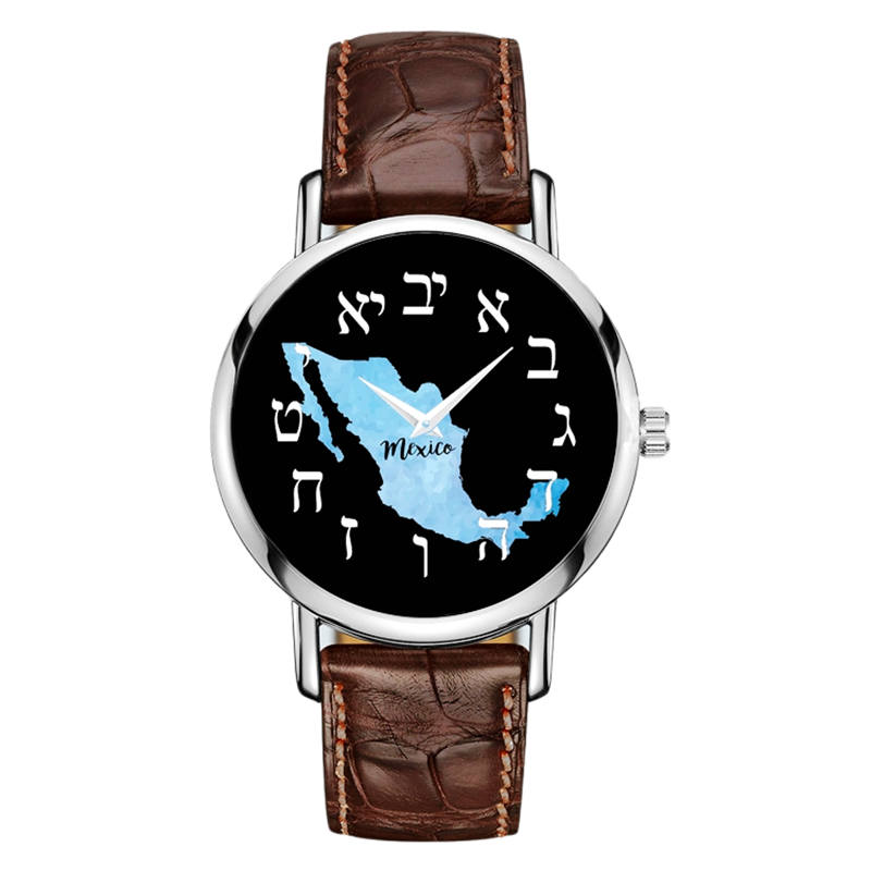 Novo relógio de luxo masculino crocodilo padrão cinta mapa mexicano quartzo relógio de pulso moda