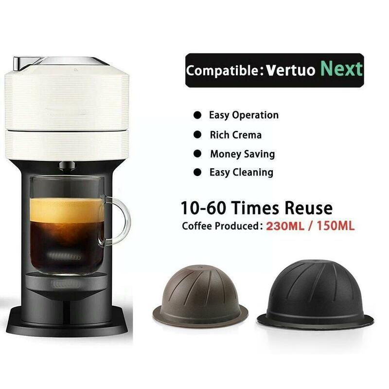 1ชิ้นนำกลับมาใช้ใหม่ได้ประมาณ60ครั้งโดยใช้แคปซูลกาแฟ Nespresso Vertuo vertuoline รีฟิลได้150มล./230มล. X3F1