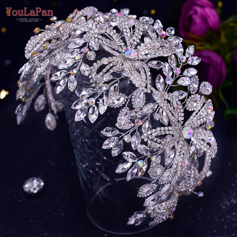 TOPQUEEN HP395 de diamantes de imitación, diadema de diamantes tocados para tocado de novia barroco Vintage de La Reina Tiara cristal corona de la boda