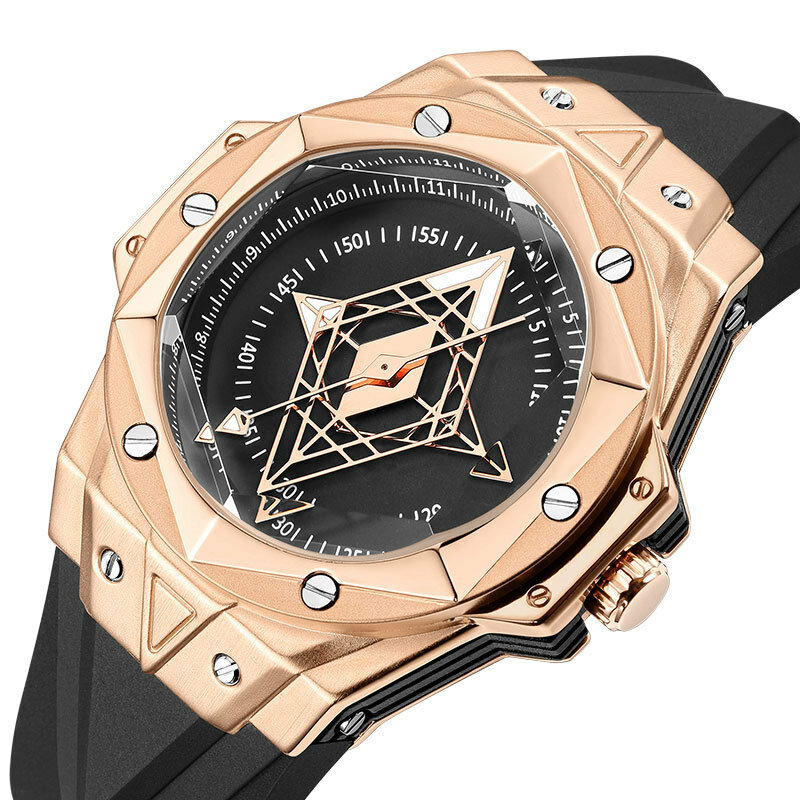 Aço inoxidável relógio masculino pulseira de borracha clássico à prova dfor água relógios para masculino ouro rosa calendário relógios de luxo relogio masculino